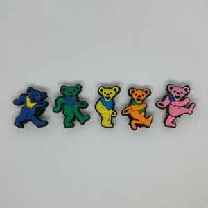 Psychedelic Bear Shoe Charms –Retro Music Art Theme–5-Piece Set–New Without Tags